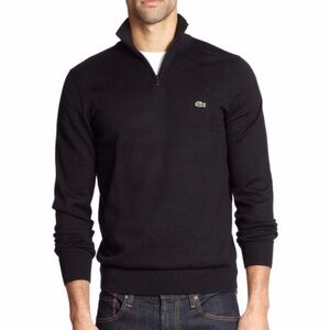 Lacoste Men’s Quarter Zip Sweater, black - size 8